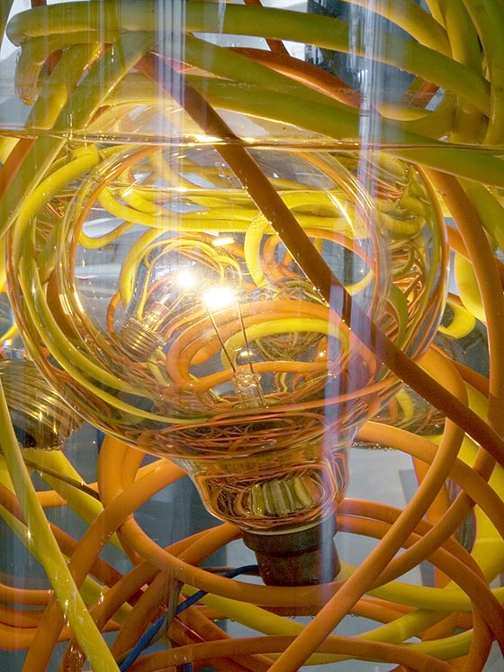 Image of Flood, a light made of lightbulbs and cables in water